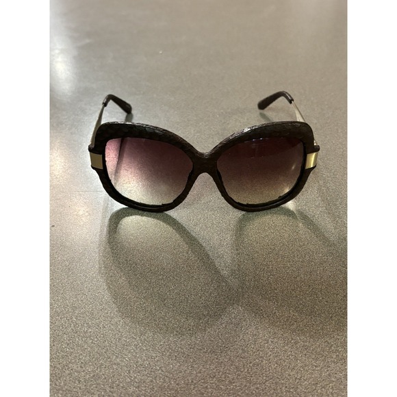 Linda Farlow Luxe CAT 2‎ Square Oversize Burgendy Snakeskin Sunglasses $740 main image 10